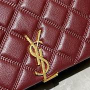 YSL Becky Chain Shoulder Bag In Wine Quilted Leather 65077 Size: 25x17x7cm - 3