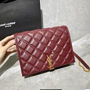 YSL Becky Chain Shoulder Bag In Wine Quilted Leather 65077 Size: 25x17x7cm - 2