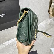 YSL Becky Chain Shoulder Bag In Green Quilted Leather 65077 Size: 25x17x7cm - 6