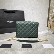 YSL Becky Chain Shoulder Bag In Green Quilted Leather 65077 Size: 25x17x7cm - 2