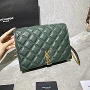 YSL Becky Chain Shoulder Bag In Green Quilted Leather 65077 Size: 25x17x7cm - 3