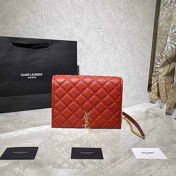 YSL Becky Chain Shoulder Bag In Rose Quilted Leather 65077 Size: 25x17x7cm