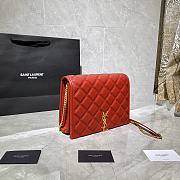 YSL Becky Chain Shoulder Bag In Rose Quilted Leather 65077 Size: 25x17x7cm - 3