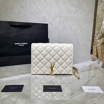 YSL Becky Chain Bag In White Quilted Leather 65077 Size: 25x17x7cm