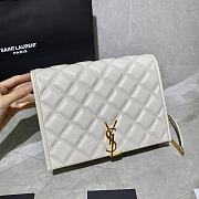 YSL Becky Chain Bag In White Quilted Leather 65077 Size: 25x17x7cm - 2