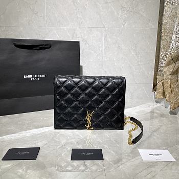 YSL Becky Chain Bag In Blackc Quilted Leather 65077 Size: 25x17x7cm