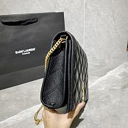 YSL Becky Chain Bag In Blackc Quilted Leather 65077 Size: 25x17x7cm - 6