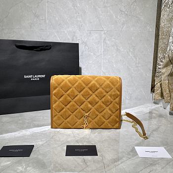 YSL Becky Chain Bag In Brown Velvet Leather 65077 Size: 25x17x7cm