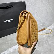 YSL Becky Chain Bag In Brown Velvet Leather 65077 Size: 25x17x7cm - 6