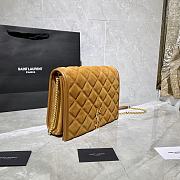 YSL Becky Chain Bag In Brown Velvet Leather 65077 Size: 25x17x7cm - 5