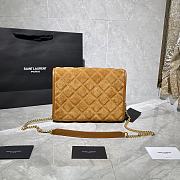 YSL Becky Chain Bag In Brown Velvet Leather 65077 Size: 25x17x7cm - 4