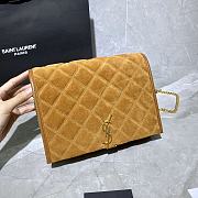 YSL Becky Chain Bag In Brown Velvet Leather 65077 Size: 25x17x7cm - 3