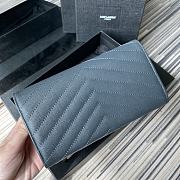 YSL Wallet In Dusty Blue Caviar Leather 437469 Size 19x11cm - 4