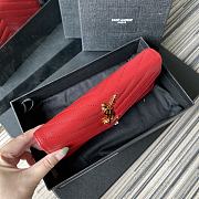 YSL Wallet In Red Caviar Leather 437469 Size 19x11cm - 4