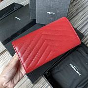 YSL Wallet In Red Caviar Leather 437469 Size 19x11cm - 6