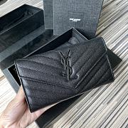 YSL Wallet In Black Caviar Leather 437469 Size 19x11cm - 1