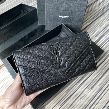YSL Wallet In Black Caviar Leather 437469 Size 19x11cm