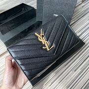 YSL Wallet In Black Golden Caviar Leather 437469 Size 19x11cm - 1