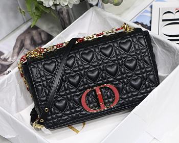 Dior Dioramour In Black Caro Heart Bag M9241 Size 25x15.5x8cm