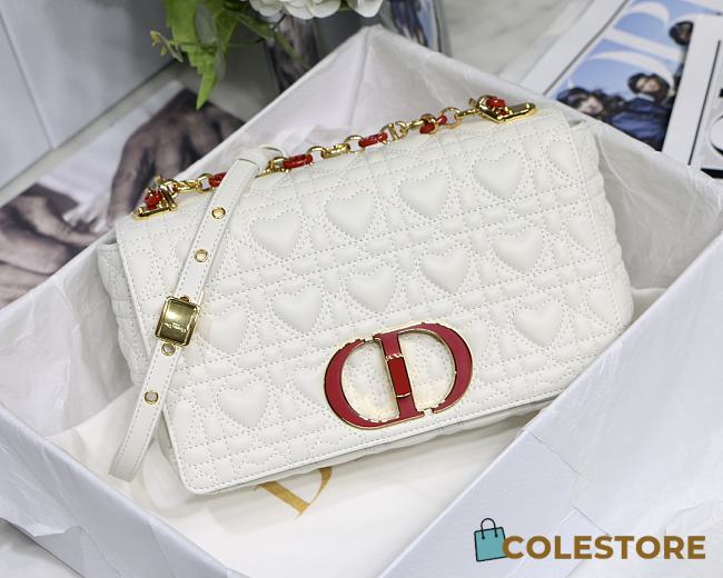 Dior Dioramour In White Caro Heart Bag M9241 Size 25x15.5x8cm - 1