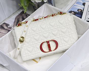 Dior Dioramour In White Caro Heart Bag M9241 Size 25x15.5x8cm
