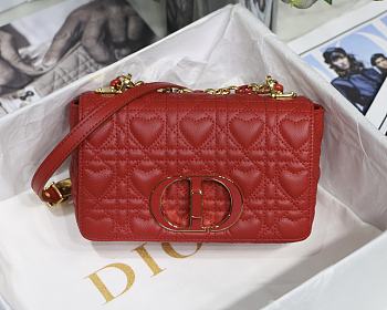 Small Dior Dioramour In Red Caro Heart Bag M9241 Size 20x12x7cm