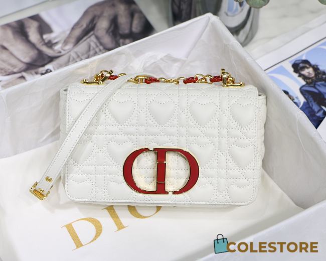 Small Dior Dioramour In White Caro Heart Bag M9241 Size 20x12x7cm - 1