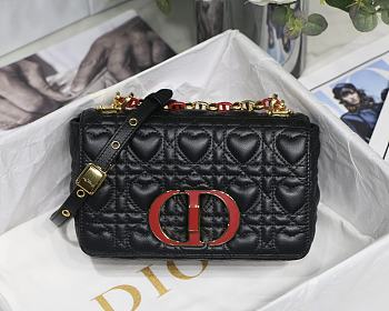 Small Dior Dioramour In Black Caro Heart Bag M9241 Size 20x12x7cm