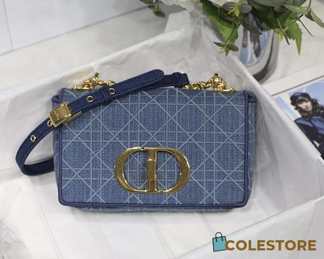 Dior Denim Blue Washed Fabric Shoulder Bag M8016 Size 20x12x7 cm - 1