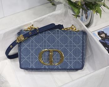 Dior Denim Blue Washed Fabric Shoulder Bag M8016 Size 20x12x7 cm