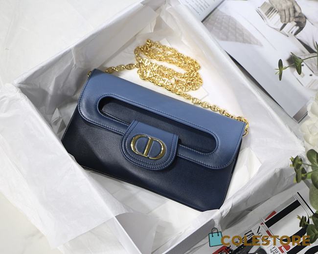 Dior Medium Double Bag In Blue Gradient Calfskin M8018 Size 28x16.5x3 cm - 1