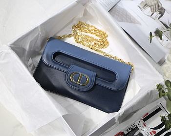 Dior Medium Double Bag In Blue Gradient Calfskin M8018 Size 28x16.5x3 cm