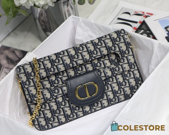 Dior Medium Double Bag In Blue Oblique M8018 Size 28x16.5x3 cm - 1