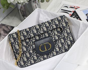 Dior Medium Double Bag In Blue Oblique M8018 Size 28x16.5x3 cm