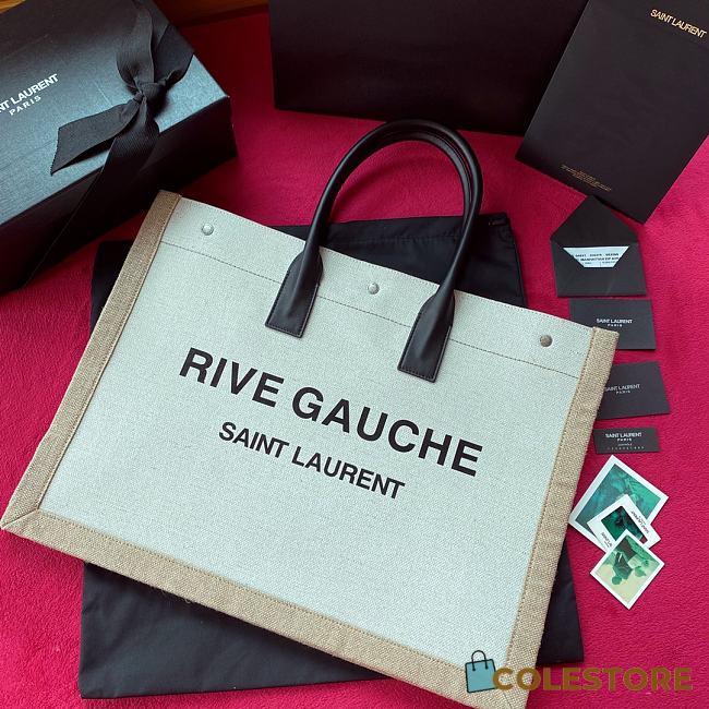 YSL Rive Gauche In White Tote Bag 21141 Size 48×36×16cm - 1