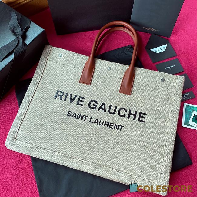 YSL Rive Gauche Off White Tote Bag 21141 Size 48×36×16cm - 1