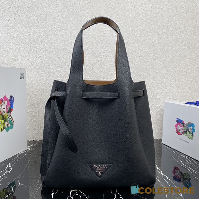 Prada Leather Tote In Black 1BG339 Size 35x34x16cm - 1