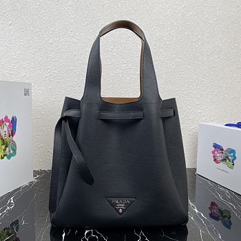 Prada Leather Tote In Black 1BG339 Size 35x34x16cm