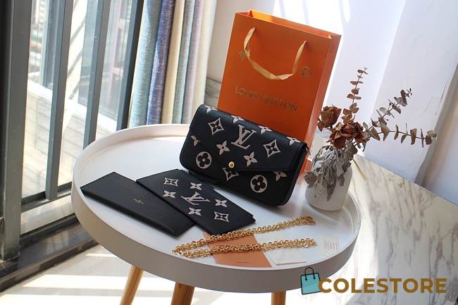 Louis Vuitton Felicie Black&Pink Monogram Leather M69977 Size 21x12x3cm - 1