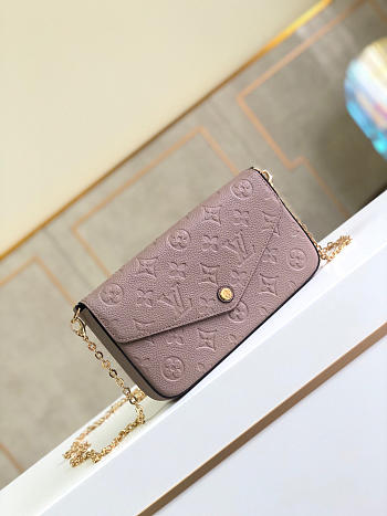 Louis Vuitton Felicie Monogram Leather In Light Purple M69977 Size 21x12x3cm
