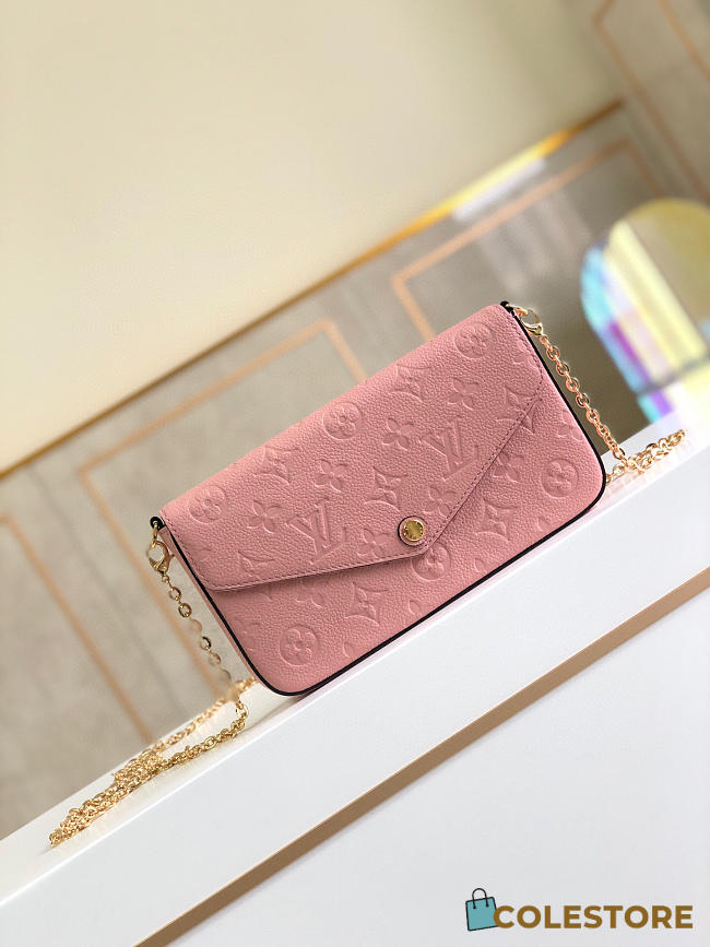 Louis Vuitton Felicie Monogram Leather In Light Pink M69977 Size 21x12x3cm - 1