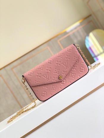 Louis Vuitton Felicie Monogram Leather In Light Pink M69977 Size 21x12x3cm
