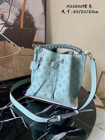 Louis Vuitton Muria Mahina Blue Calfskin Monogram Bag M55800 Size 25cm 