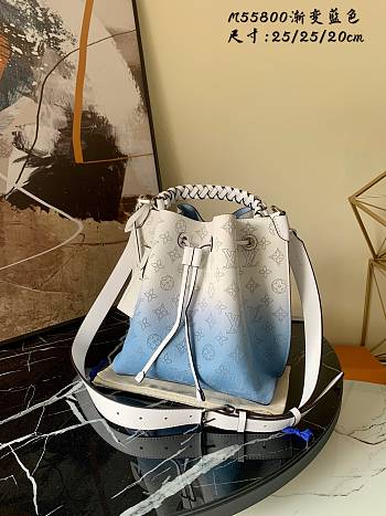Louis Vuitton Blue Calfskin Monogram Bag M55800 Size 25cm 