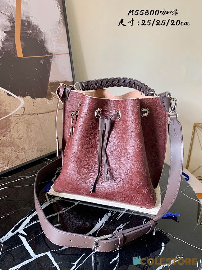 Louis Vuitton Muria Mahina In Wine Red Calfskin Monogram Bag 25cm  - 1