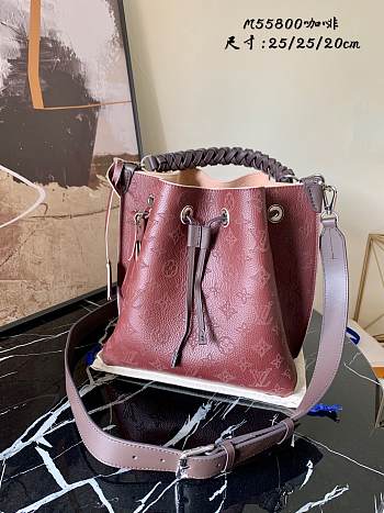 Louis Vuitton Muria Mahina In Wine Red Calfskin Monogram Bag 25cm 