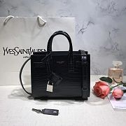 YSL Classic Sac De Jour In Black Crocodile Pattern Leather 22cm - 1