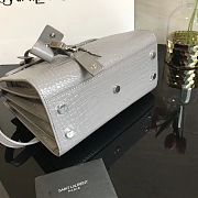 YSL Classic Sac De Jour In Grey Crocodile Pattern Leather 22cm - 6
