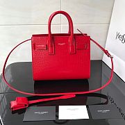 YSL Classic Sac De Jour In Red Crocodile Pattern Leather 21141 22cm - 1