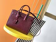 YSL Classic Sac De Jour In Bodeaux Crocodile Pattern Leather 21141 26cm - 1